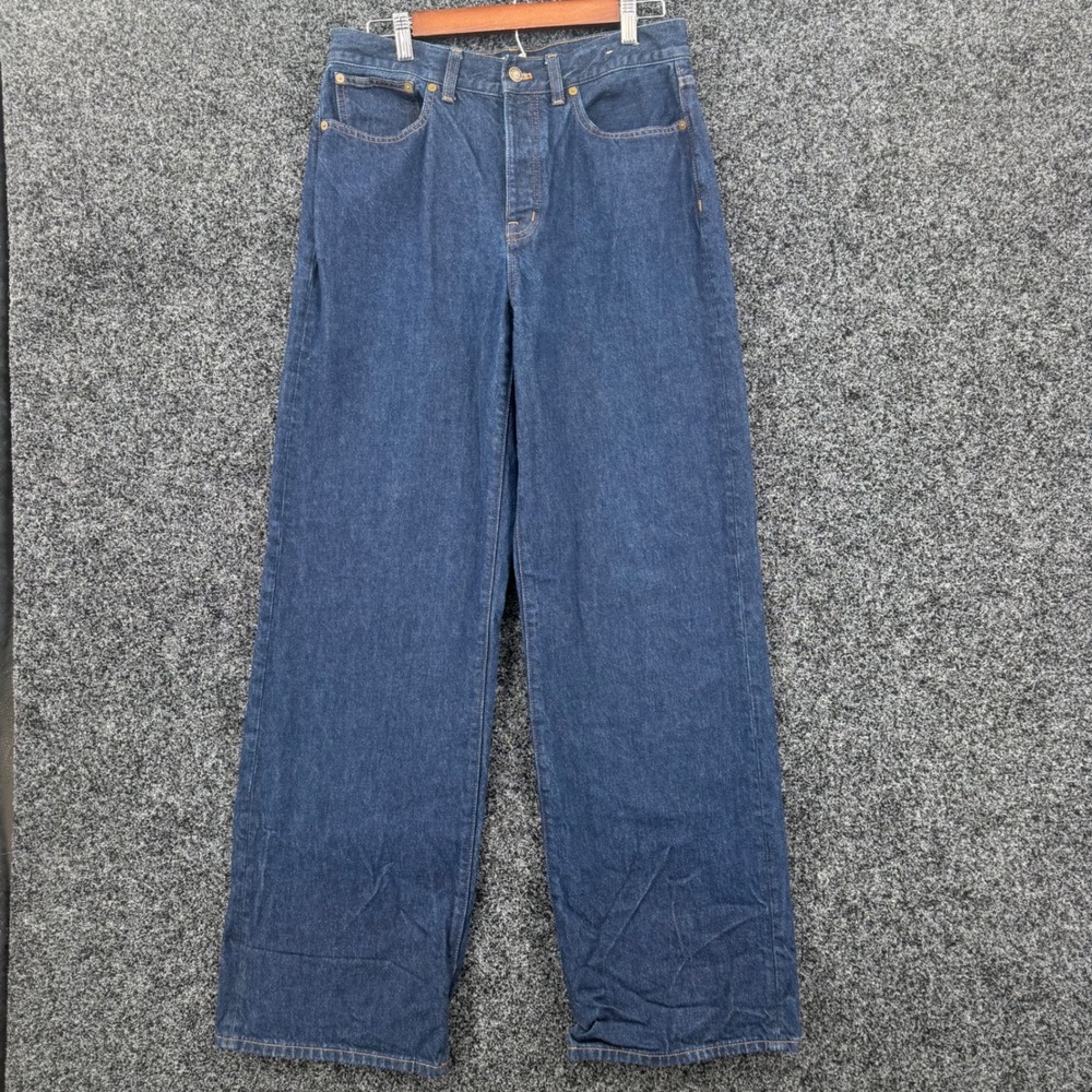 Madewell Low-Slung Baggy Jeans Dark Wash Wide Leg 100% Cotton Denim Size 27